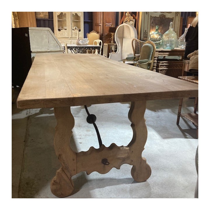 C19th Washed Oak Spanish Style Dining Table