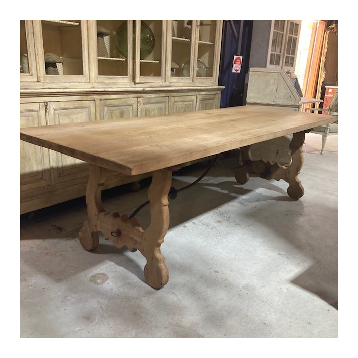 C19th Washed Oak Spanish Style Dining Table