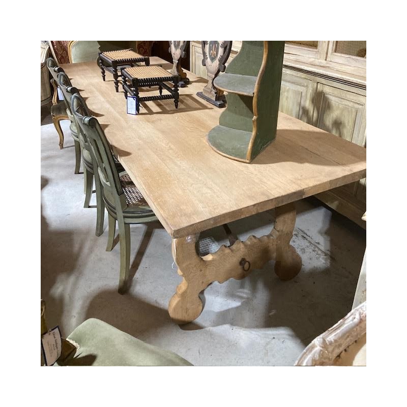 C19th Washed Oak Spanish Style Dining Table