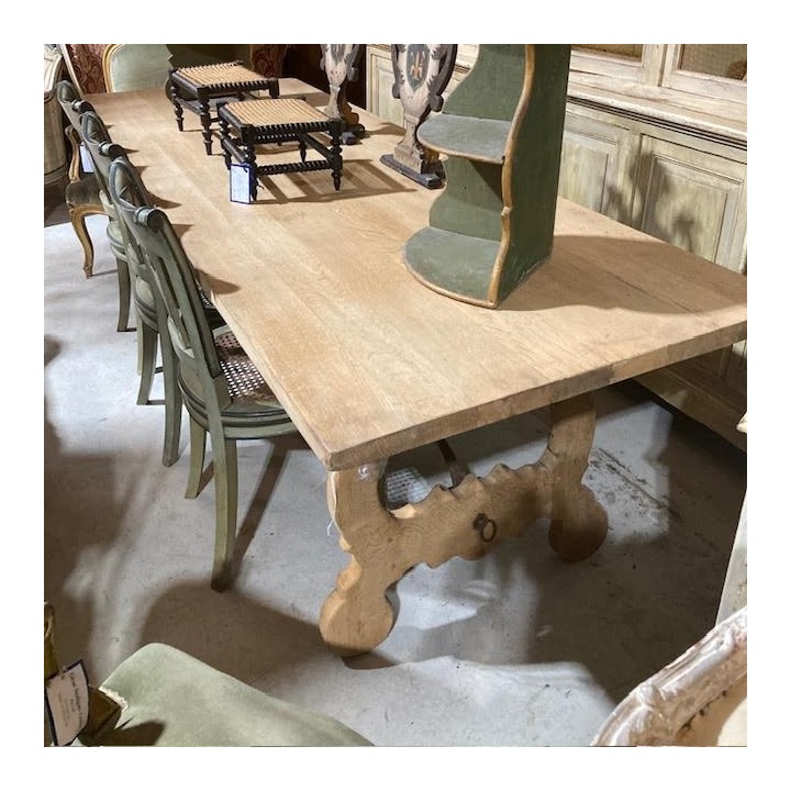 C19th Washed Oak Spanish Style Dining Table
