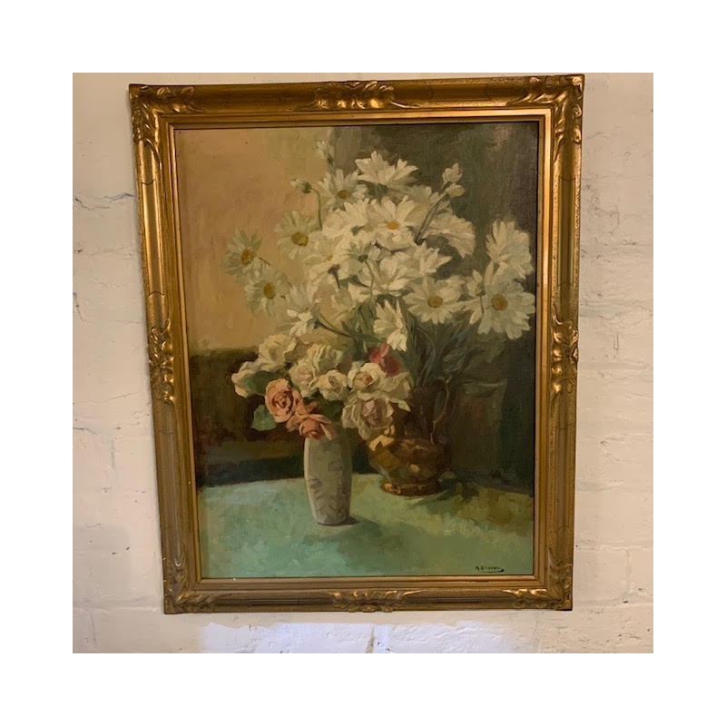 C1920 Still Life Signed Alexandre oil on Canvas Belgium French