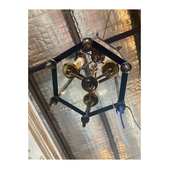 C1900 French Brass Lantern  Original Glass