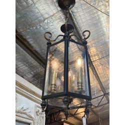 C1900 French Brass Lantern  Original Glass