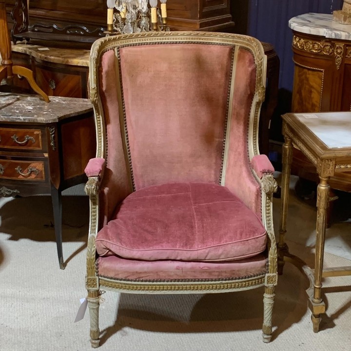 SOLD C19th Pair of French Bergere Painted Finish