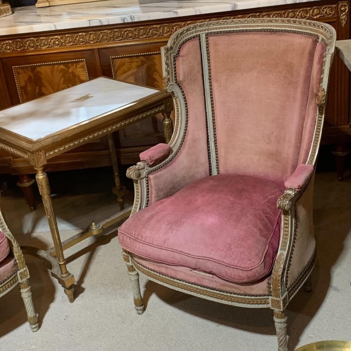 SOLD C19th Pair of French Bergere Painted Finish