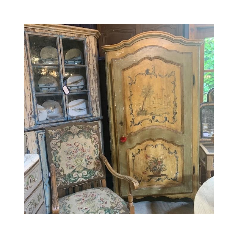 C19th Italian Painted Finish Armoire Cabinet