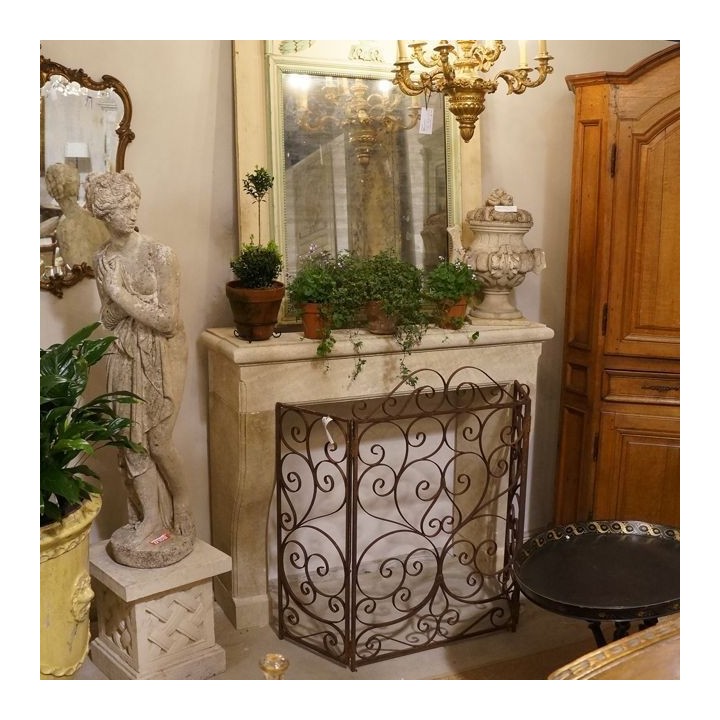 French Imported Lime Stone Fireplace