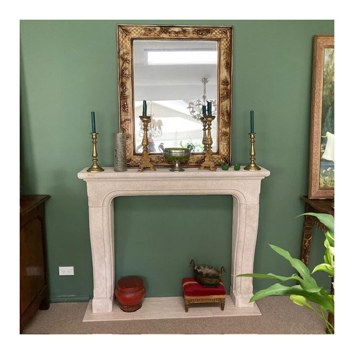 French Imported Lime Stone Fireplace