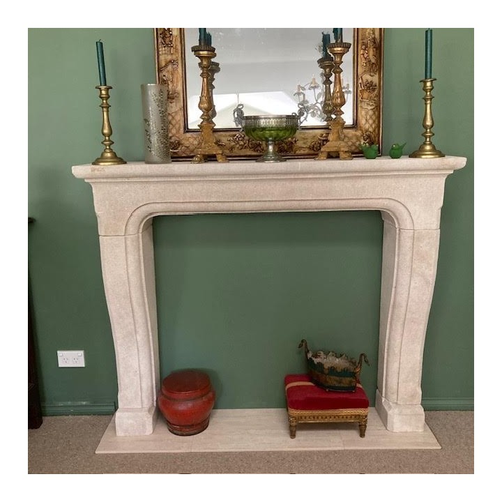 French Imported Lime Stone Fireplace
