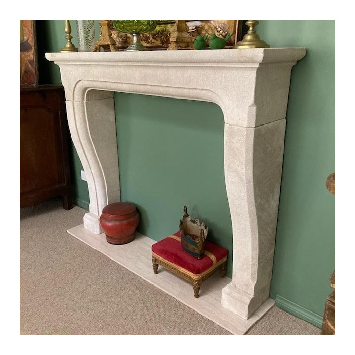 French Imported Lime Stone Fireplace