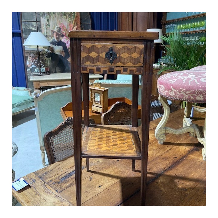 C19th Parquetry Side Table with Drawer and key