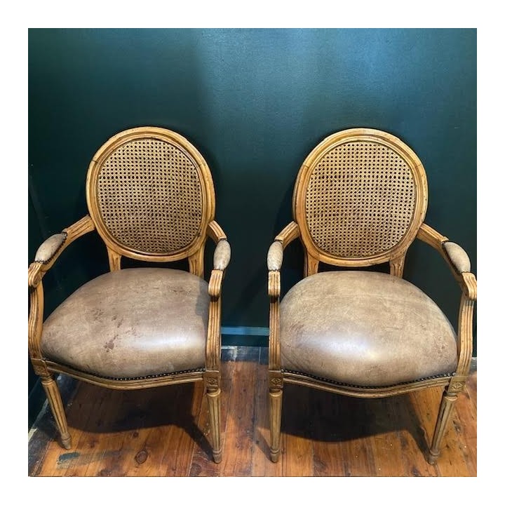 Pair French Louis XVI Style Armchairs