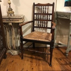 C19th English Oak Lancanshire Style Spindle Back Arm Chair