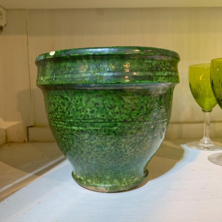 C1950 Green Glaze French Cache Pot