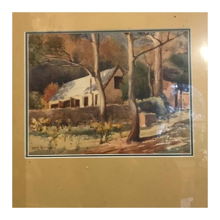 C1927 French Water Colour of a Farmhouse
