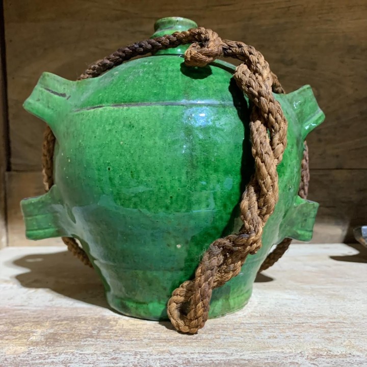 French C19th Green Glazed Water Vessel