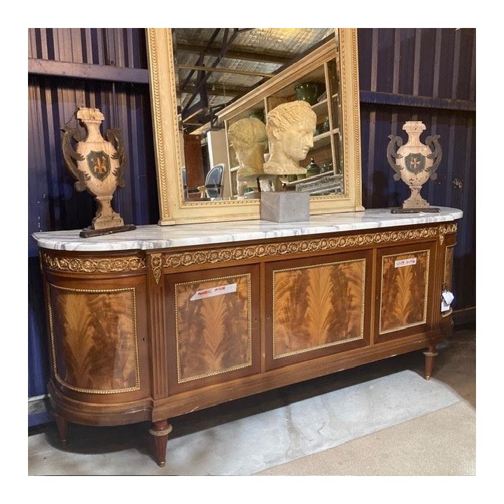 French Mahogany and Marble Enfillade