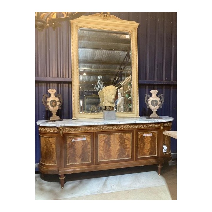 French Mahogany and Marble Enfillade