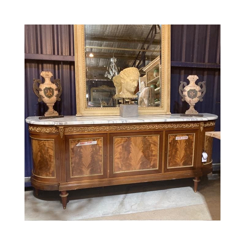 French Mahogany and Marble Enfillade