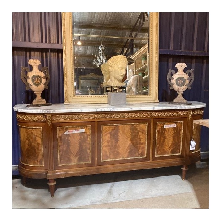 French Mahogany and Marble Enfillade