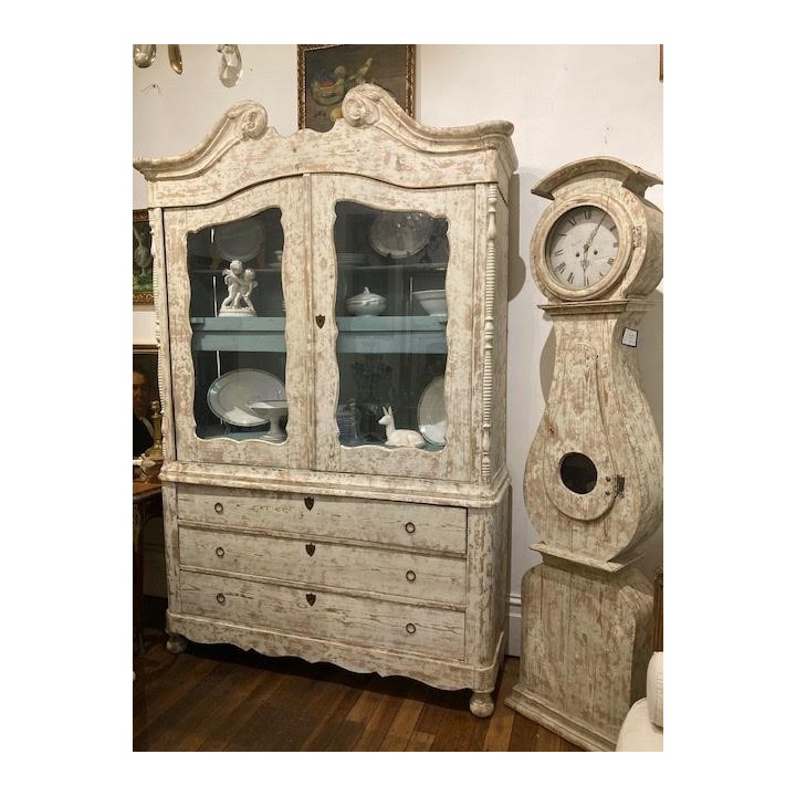 C19th Swedish Moro Clock Scraped original Painted Finish