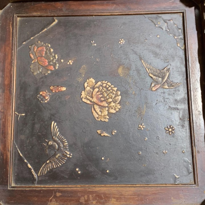 C1940 Chinoiserie Two tiered Table on wheels