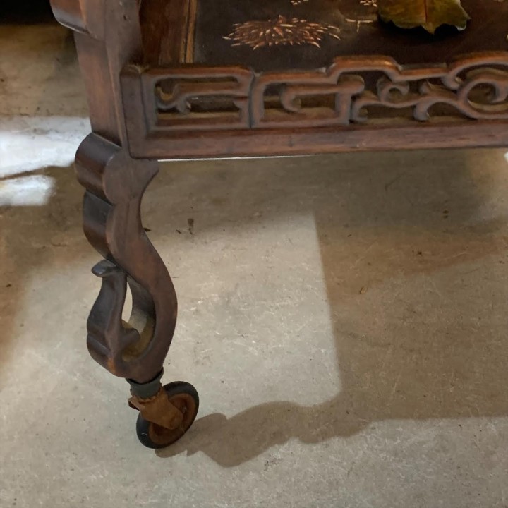 C1940 Chinoiserie Two tiered Table on wheels