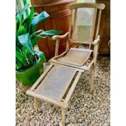 C1900 -1920 Beech Garden chair with extension leg rest