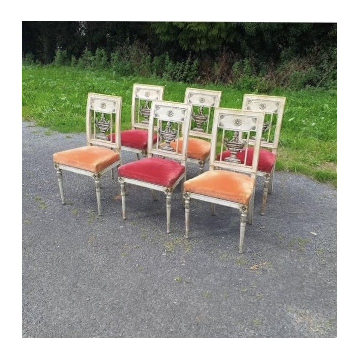 C19th Directoire Six French Set of Dining Chairs