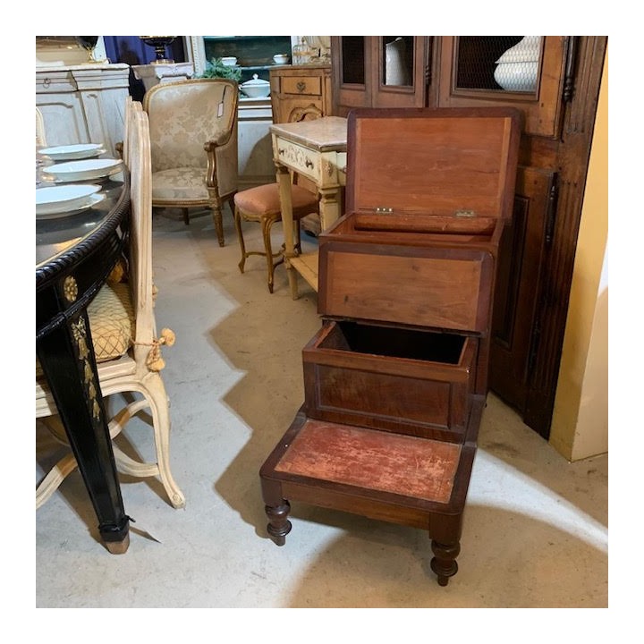 C19th Louis Philippe Library Step in Mahogany with Original Leather steps