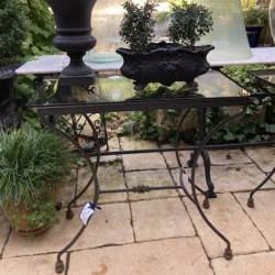 Retro Pair of Tables metal and smokey glass