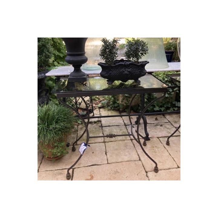 Retro Pair of Tables metal and smokey glass