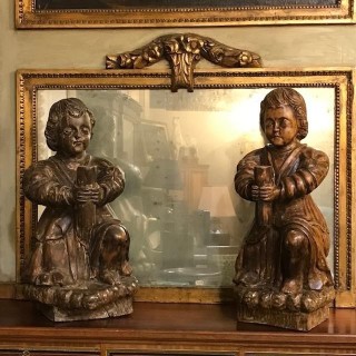 C1900 Pair of Eclessiastical Wood Cherub