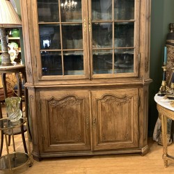 C19th Wash Oak Dresser Vitrine Buffet 2 Corps
