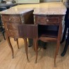 C1900's pair of French Marble Top Marquetry Bedsides