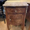 C1900's pair of French Marble Top Marquetry Bedsides