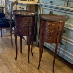 C1900's Pair of French Oval Bedsides Three Drawers