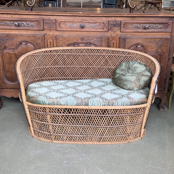 French Vintage Cane Settee