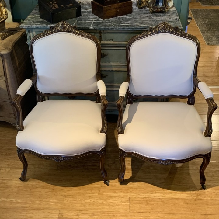 C19th French Napoleon III Pair of Fauteuils