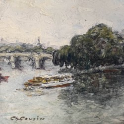 French C1940 Oil on Board