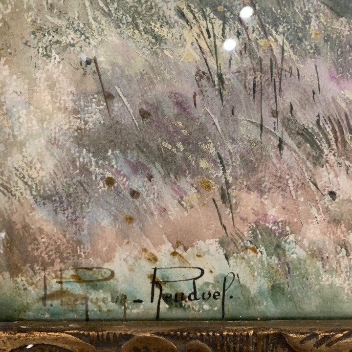 French Watercolour Village Country Scene