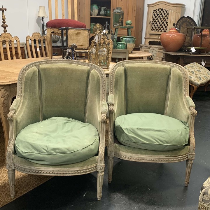 C19th French Pair of Bergere armchairs