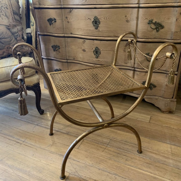 C19th French Iron Regency Style Stool