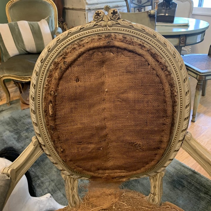 C19th Painted Louis XVI Style Arm Chairs Fauteuils