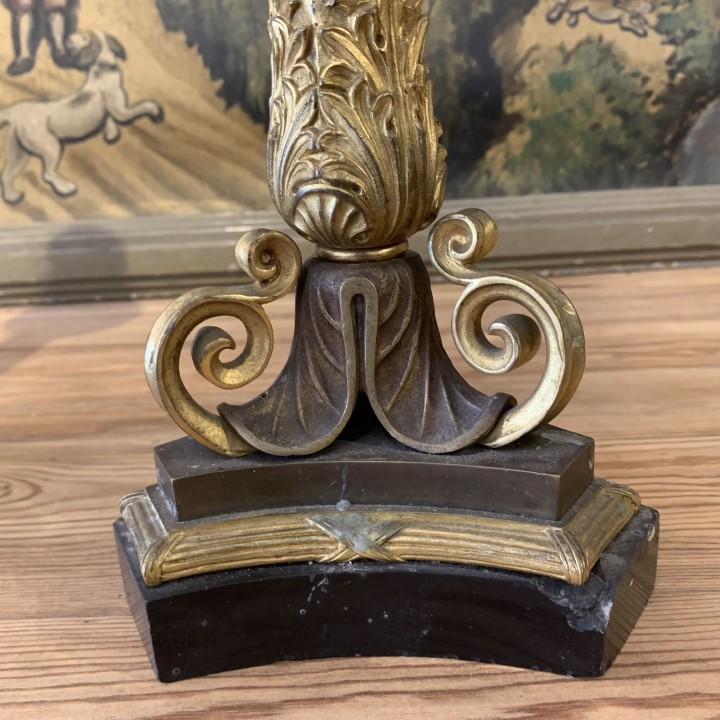 C19th Napoleon III  Bronze Pair of Candle Holder