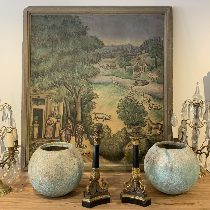 C19th Napoleon III  Bronze Pair of Candle Holder