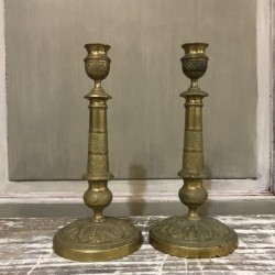 C19th French NAP III French Bronze Doré Candleholders