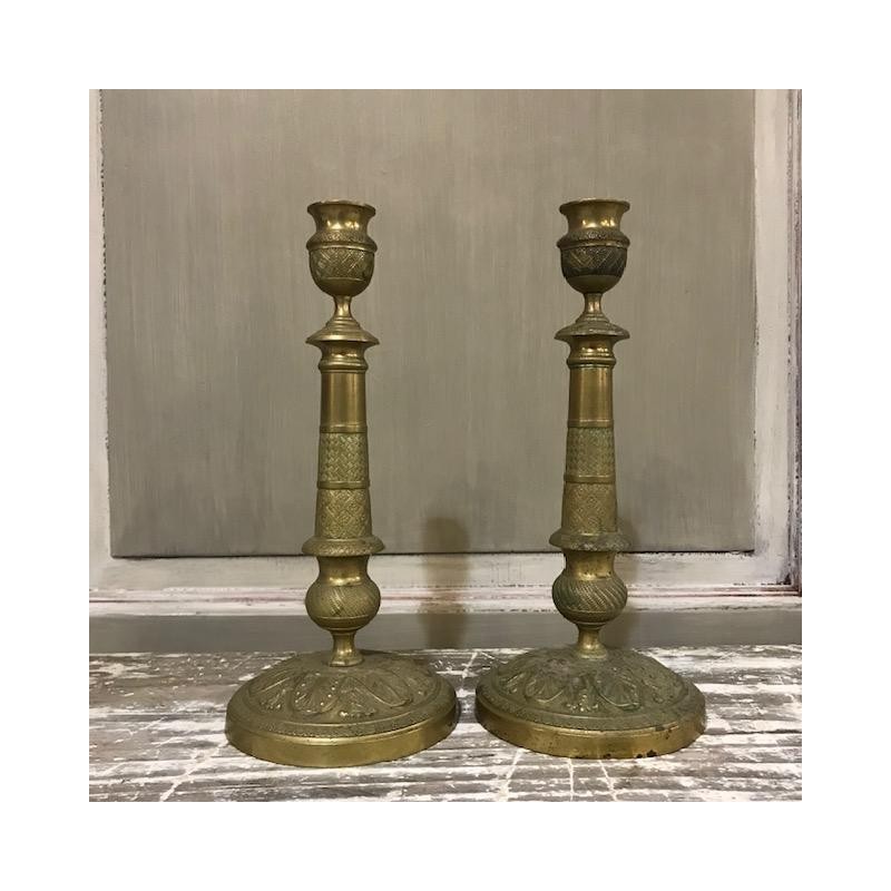C19th French NAP III French Bronze Doré Candleholders