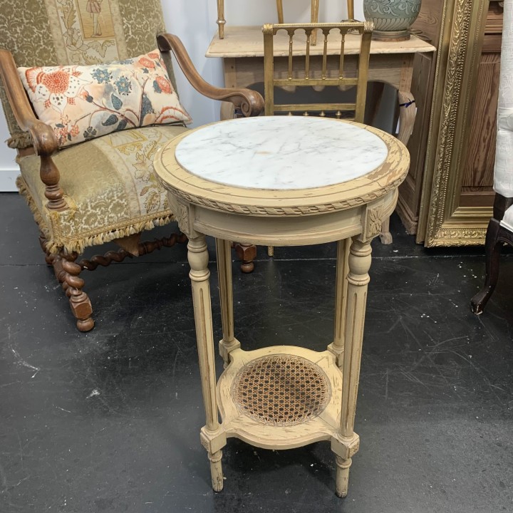 C1900 French Painted Finish Gueridon with Marble