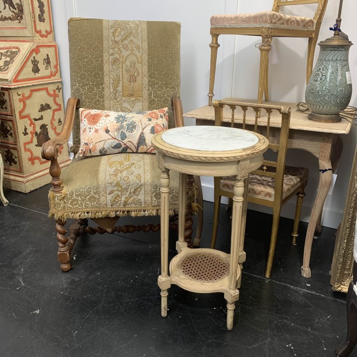 C1900 French Painted Finish Gueridon with Marble